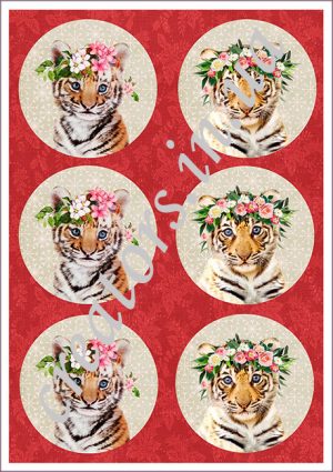 декупажная карта тигр с венком