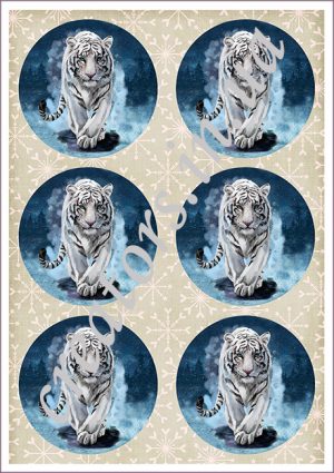 декупажная карта на новогодние игрушки тигр